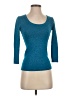 Cache Solid Zebra Print Jacquard Teal 3/4 Sleeve Top Size XS - photo 1