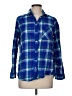 Express 100% Cotton Plaid Blue Long Sleeve Button-Down Shirt Size M - photo 1