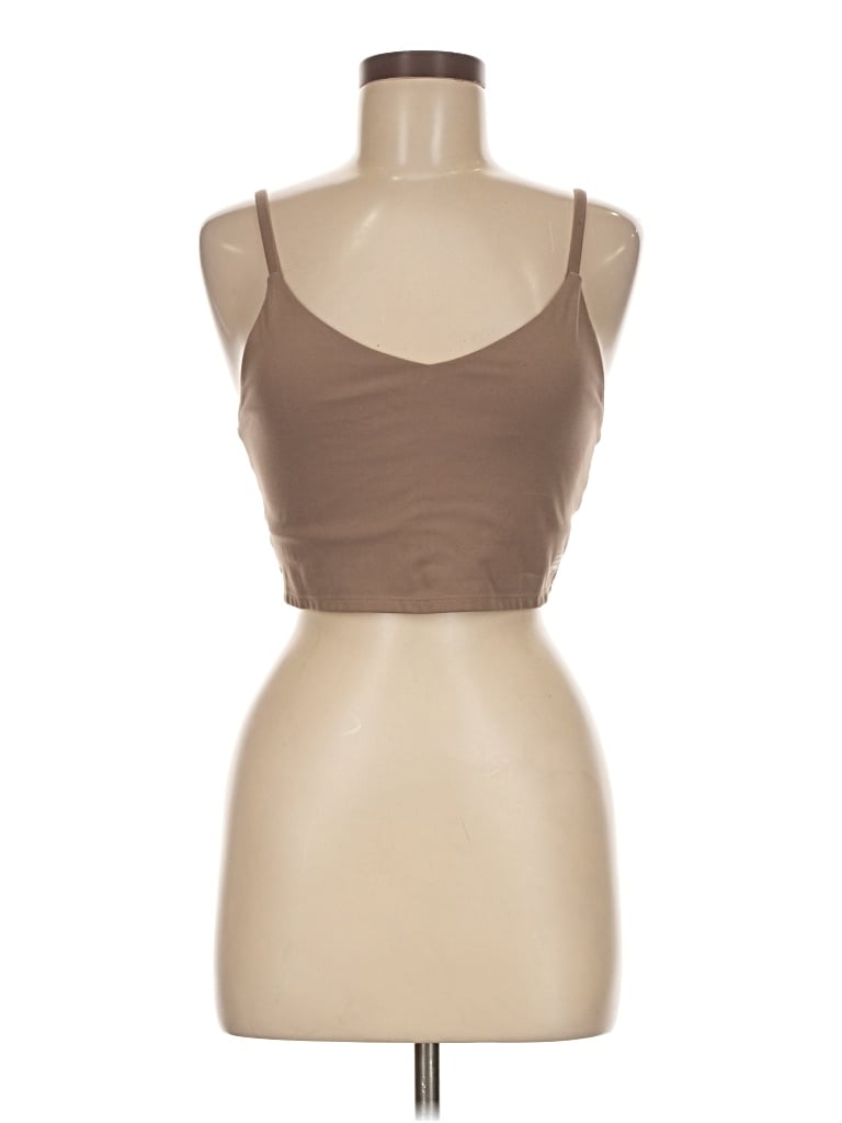 Pre-owned New Balance Tank Top Brown Strapless Neckline Tops