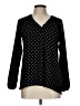 NY Collection Polka Dots Black Long Sleeve Blouse Size L (estimated) - photo 1