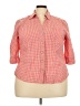 Liz & Co. Checkered-gingham Red 3/4 Sleeve Button-Down Shirt Size 3X - photo 1