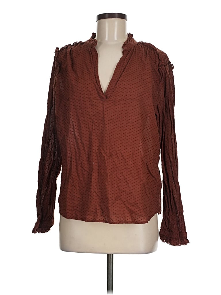 Pre-owned Jcrew Long Sleeve Blouse In Brown