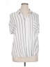 Peach 100% Rayon Stripes Silver Short Sleeve Blouse Size 1X - photo 1