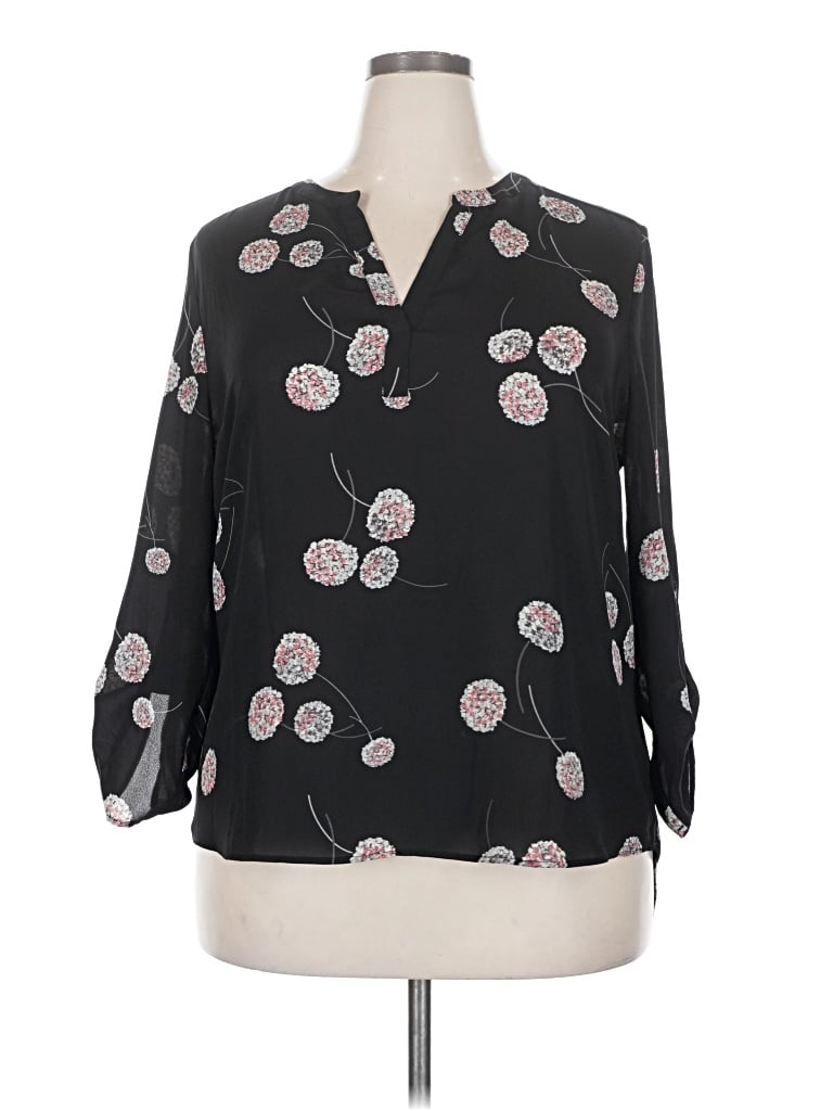 Pre-owned Daniel Rainn 3/4 Sleeve Blouse In Black
