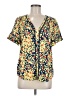 Hinge 100% Viscose Yellow Short Sleeve Blouse Size M - photo 1