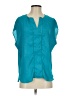 Rose + Olive 100% Polyester Teal Short Sleeve Blouse Size S - photo 1