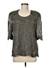 Damianou Metallic Silver 3/4 Sleeve Top Size M - photo 1