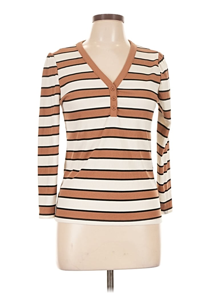 Pre-owned Sanctuary 3/4 Sleeve T-shirt In Brown