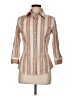 Express Design Studio Stripes Tan 3/4 Sleeve Button-Down Shirt Size M - photo 1