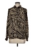 H&M 100% Polyester Animal Print Brown Long Sleeve Blouse Size 6 - photo 1
