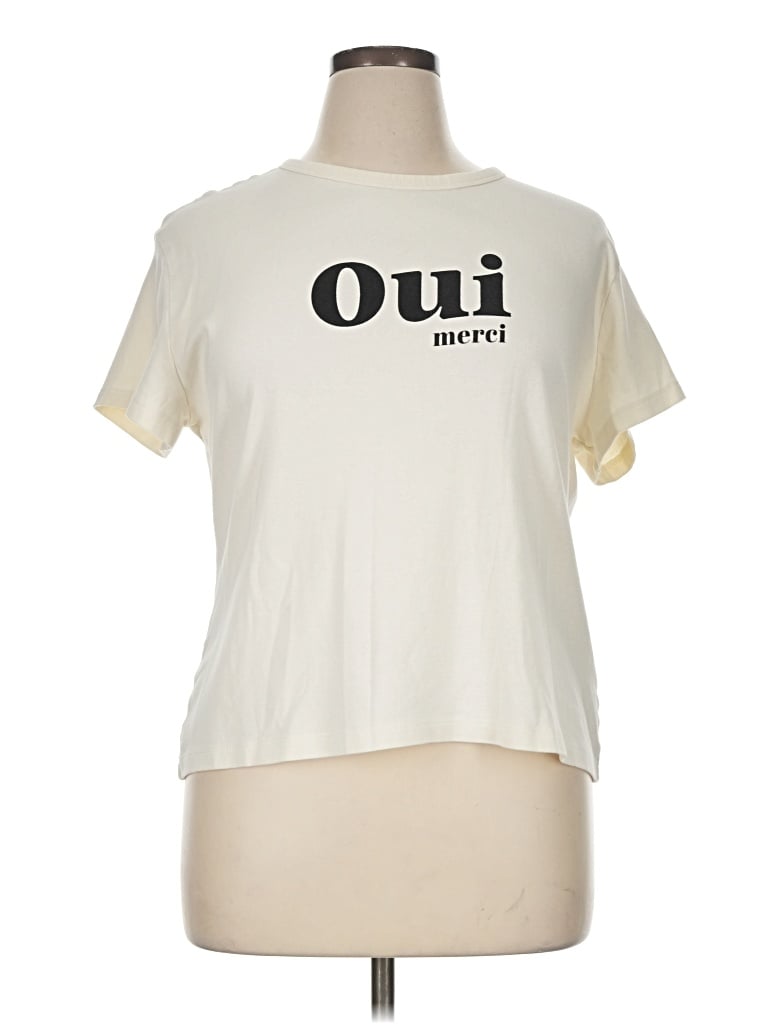 Pre-owned H&m Short Sleeve T-shirt In Ivory