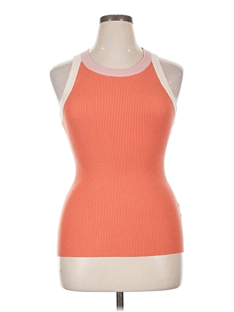 Pre-owned Zesica Tank Top Orange Halter Neckline Tops