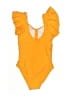 Unbranded Solid Orange One Piece Swimsuit Size S - photo 2