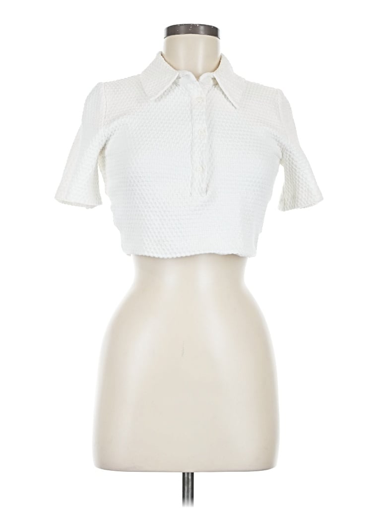 Pre-owned Zara Short Sleeve Blouse In Ivory