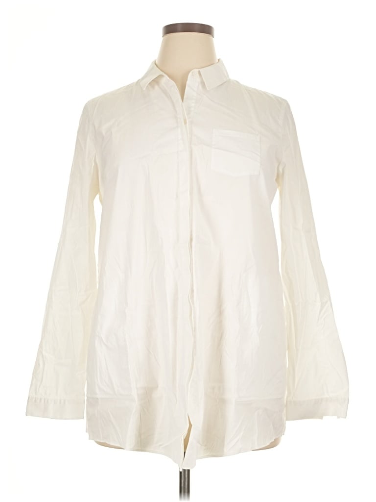 Pre-owned Lafayette 148 Long Sleeve Button Down Shirt In Ivory