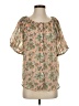 Ann Taylor 100% Polyester Paisley Floral Multi Color Tan Short Sleeve Blouse Size S - photo 1