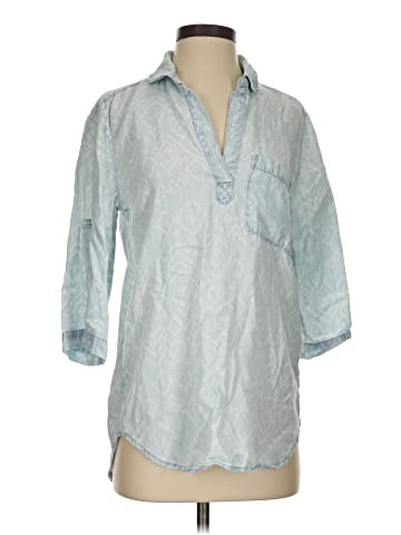 Side Stitch 3/4 Sleeve Button-Down Shirt (view 1)