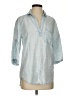 Side Stitch Blue 3/4 Sleeve Button-Down Shirt Size S - photo 1