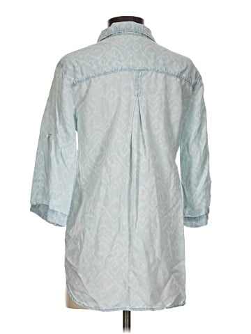 Side Stitch 3/4 Sleeve Button-Down Shirt (view 2)