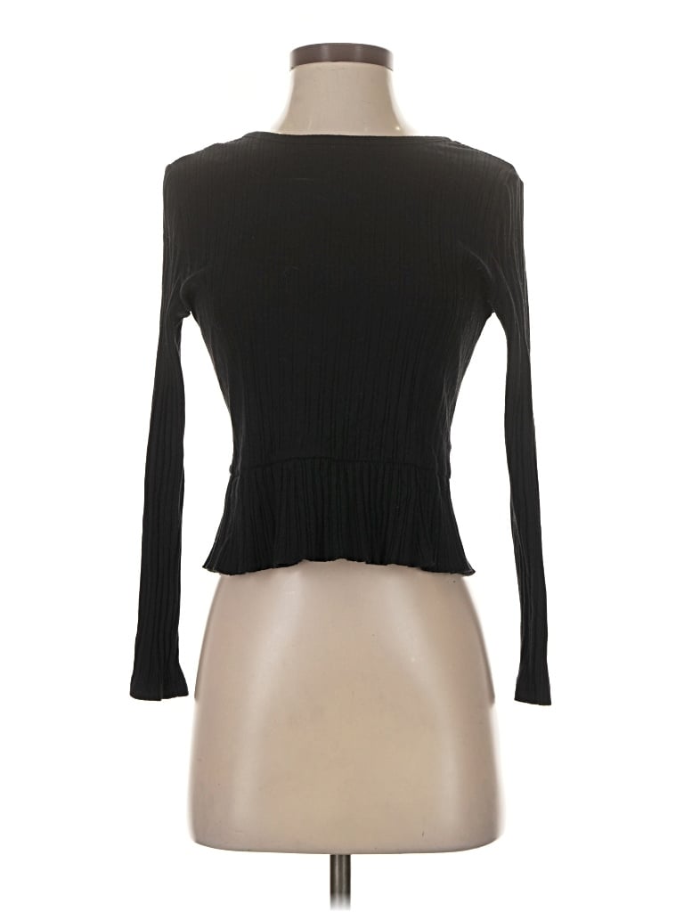 Pre-owned Whiteroom+cactus Long Sleeve Top Black Boatneck Tops