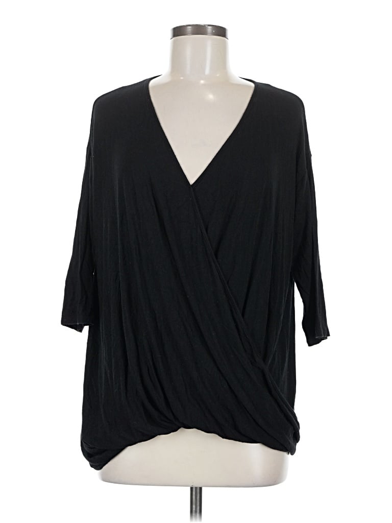 Pre-owned Michael Stars 3/4 Sleeve T-shirt In Black