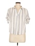 Blue Rain 100% Rayon Stripes Silver Short Sleeve Blouse Size M - photo 1
