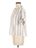 Blue Rain 100% Rayon Stripes Silver Short Sleeve Blouse Size M - photo 5