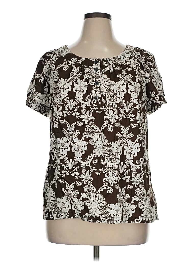 Pre-owned Apt. 9 Short Sleeve Blouse In Brown