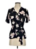 Sienna Sky 100% Polyester Floral Blue Black Short Sleeve Blouse Size XS - photo 1