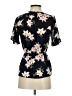Sienna Sky 100% Polyester Floral Blue Black Short Sleeve Blouse Size XS - photo 2