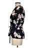 Sienna Sky 100% Polyester Floral Blue Black Short Sleeve Blouse Size XS - photo 5