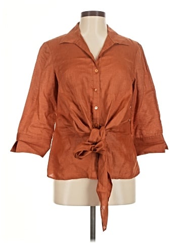 Lafayette 148 New York 3/4 Sleeve Button-Down Shirt (view 1)