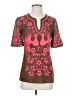 Tory Burch 100% Cotton Floral Brown Short Sleeve Top Size 4 - photo 1