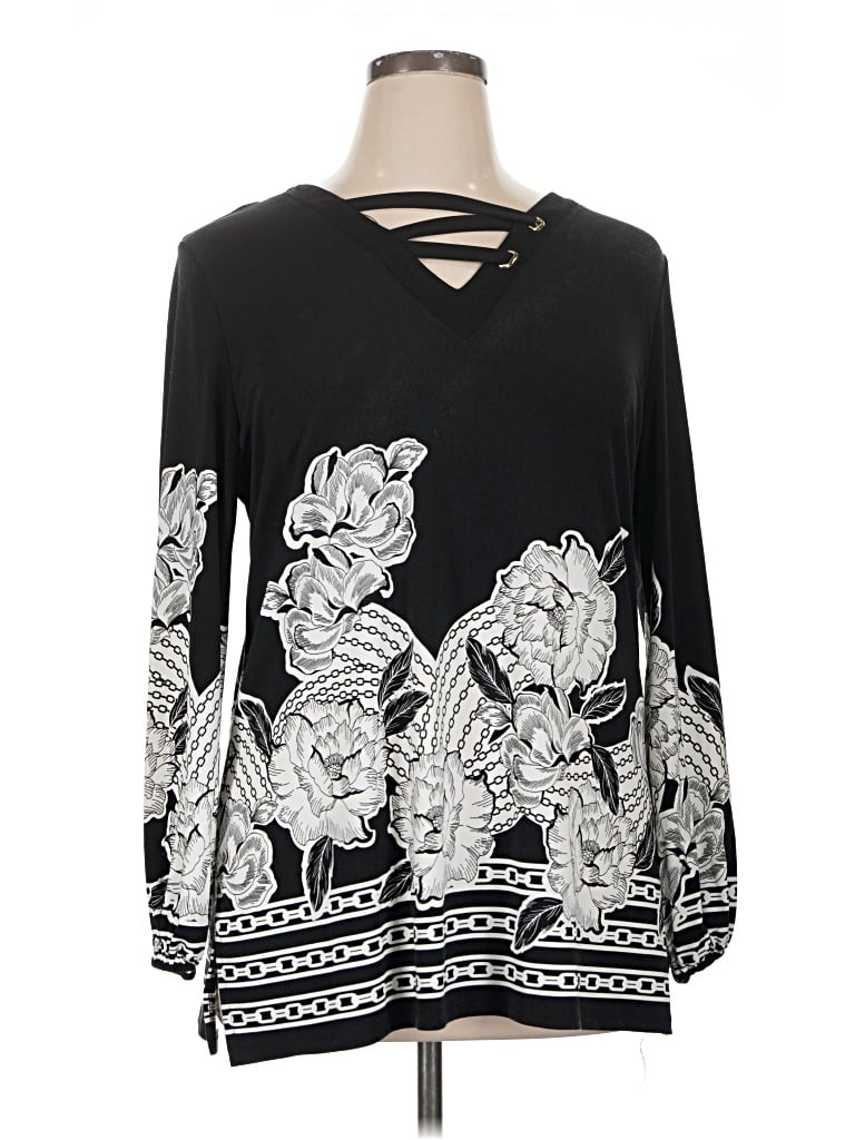 Pre-owned Jm Collection Long Sleeve Blouse In Black