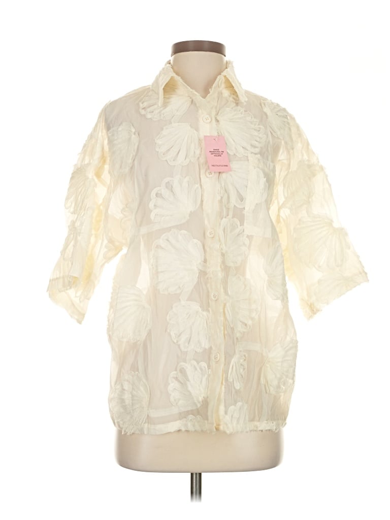 Prettylittlething Short Sleeve Blouse In Ivory