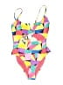 No Boundaries Graphic Yellow One Piece Swimsuit Size 8 - photo 1