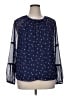 Ann Taylor LOFT 100% Polyester Blue Long Sleeve Blouse Size XL - photo 1