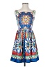 Rainbow 100% Polyester Print Blue Cocktail Dress Size S - photo 1
