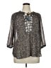MASON & BELLE 100% Polyester Silver 3/4 Sleeve Blouse Size 1X - photo 1
