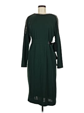plus size long sleeve emerald green dress Mac Duggal - Green Chiffon Bishop Sleeve Surplice Dress (Plus) main image 1