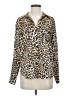 Sen 100% Polyester Animal Print Brown Long Sleeve Blouse Size Sm (1) - photo 1