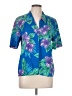 Ashleigh Morgan 100% Rayon Tropical Blue Short Sleeve Blouse Size L - photo 1