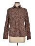 White Stag Animal Print Brown Long Sleeve Blouse Size M - photo 1