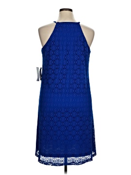 scallop lace trim dress Blue Scallop Eyelet Trim Button Front Tie Waist Dress *FINAL SALE* – SSYS main image 1