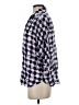 Glam 100% Rayon Checkered-gingham Blue 3/4 Sleeve Button-Down Shirt Size S - photo 5