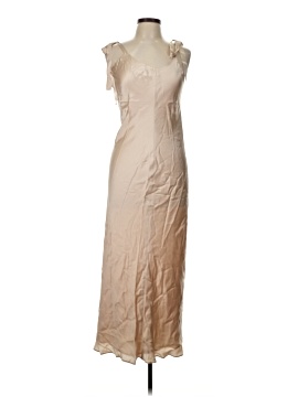 beige slit dress Beige Cotton Flax A-Line Front Slit Maxi Dress Custom Size (Free) / Custom Height (Free)