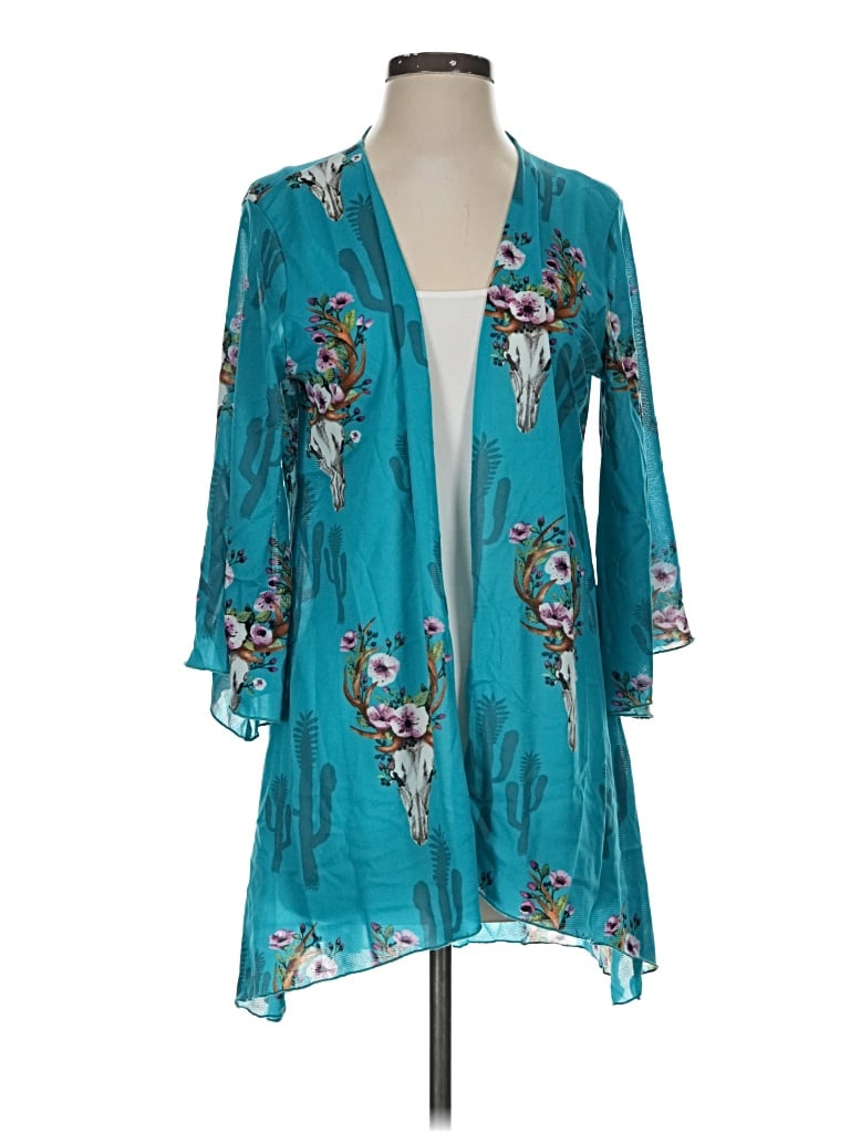 Pre-owned Lucky & Blessed Cardigan Sweater In Teal