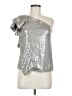 Karen Millen 100% Polyester Metallic Silver Sleeveless Top Size 6 - photo 1