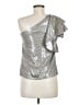 Karen Millen 100% Polyester Metallic Silver Sleeveless Top Size 6 - photo 2