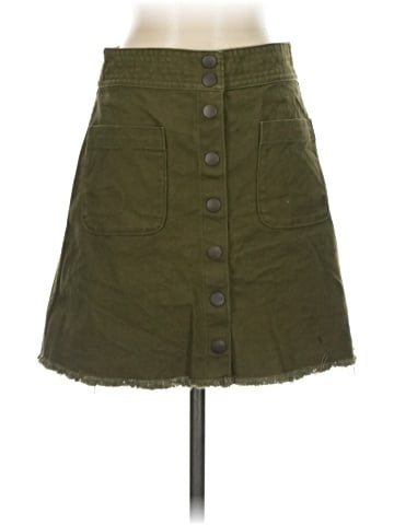 Madewell Raw-Hem A-Line Mini Skirt in Kale (view 1)